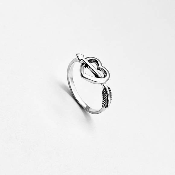 Sterling Silver Heart with Arrow Ring, Bow and Arrows, Promise Love Jewelry - Picture 11 of 13